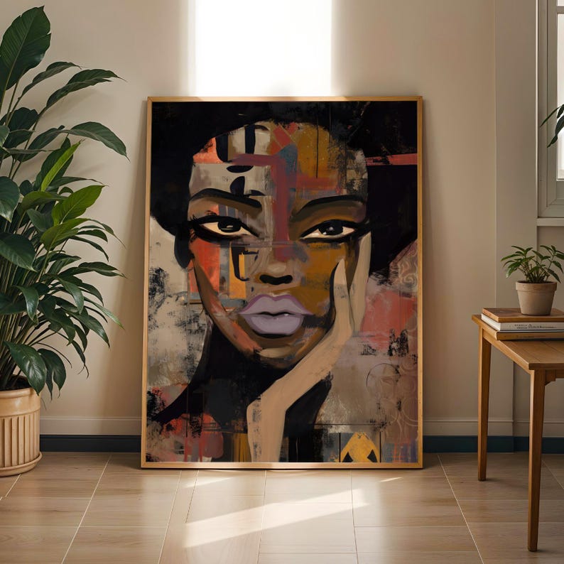 Abstract Black Woman Art Print | Bold Modern Afrocentric Portrait Wall Decor