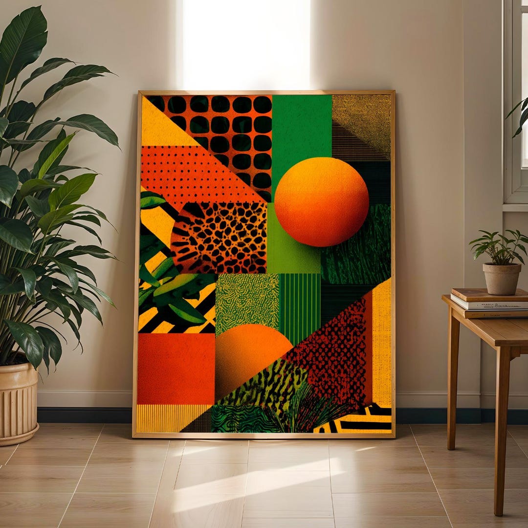 African Abstract Wall Art Print | Bold Geometric Ankara Poster ...