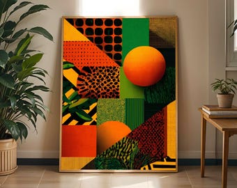 African Abstract Wall Art Print | Bold Geometric Ankara Poster | Afrocentric Home Decor