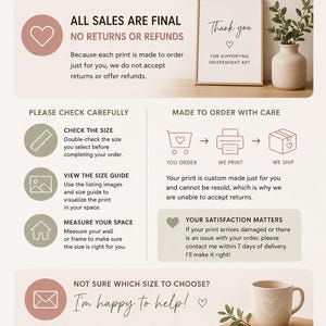 The image is a return policy flyer for a small business, providing information on the return policy and instructions for customers.