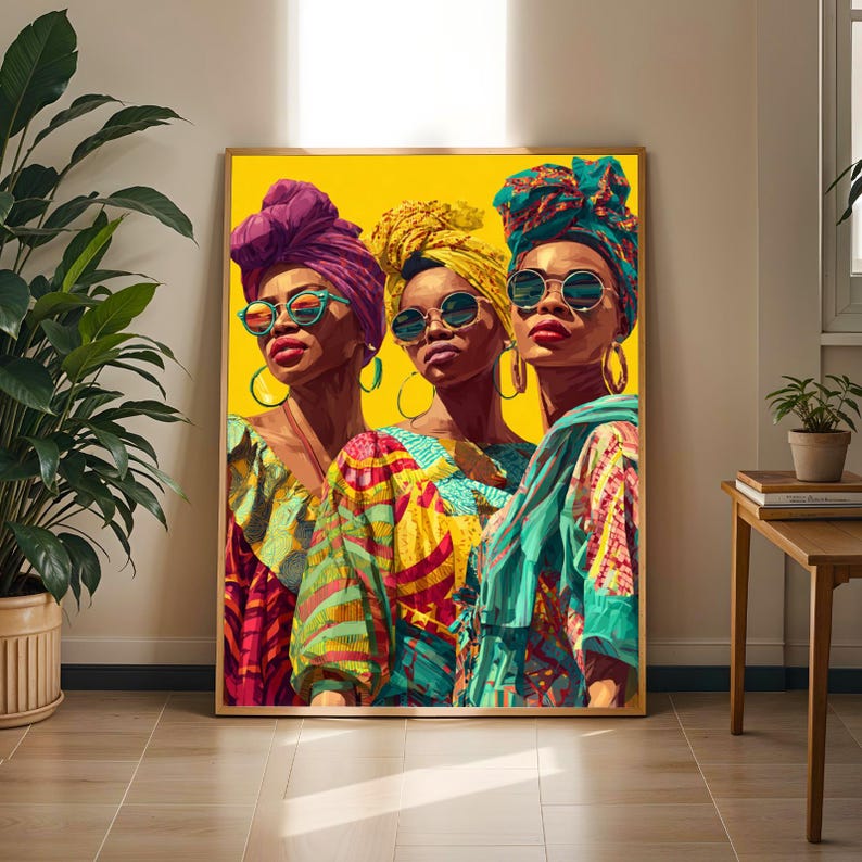Afrocentric Retro Art Print: Bold African Woman Portrait (Digital Download)
