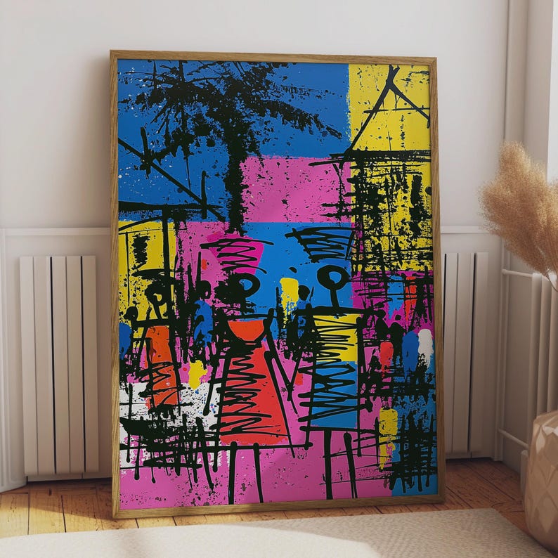 Abstract Afrocentric Art Print, Vibrant Colourful Wall Art, Modern Home Decor