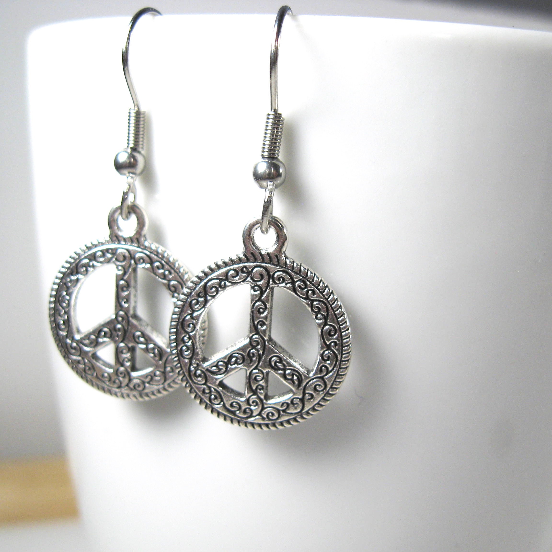 Peace earrings nickel free earrings surgical steel earrings Etsy