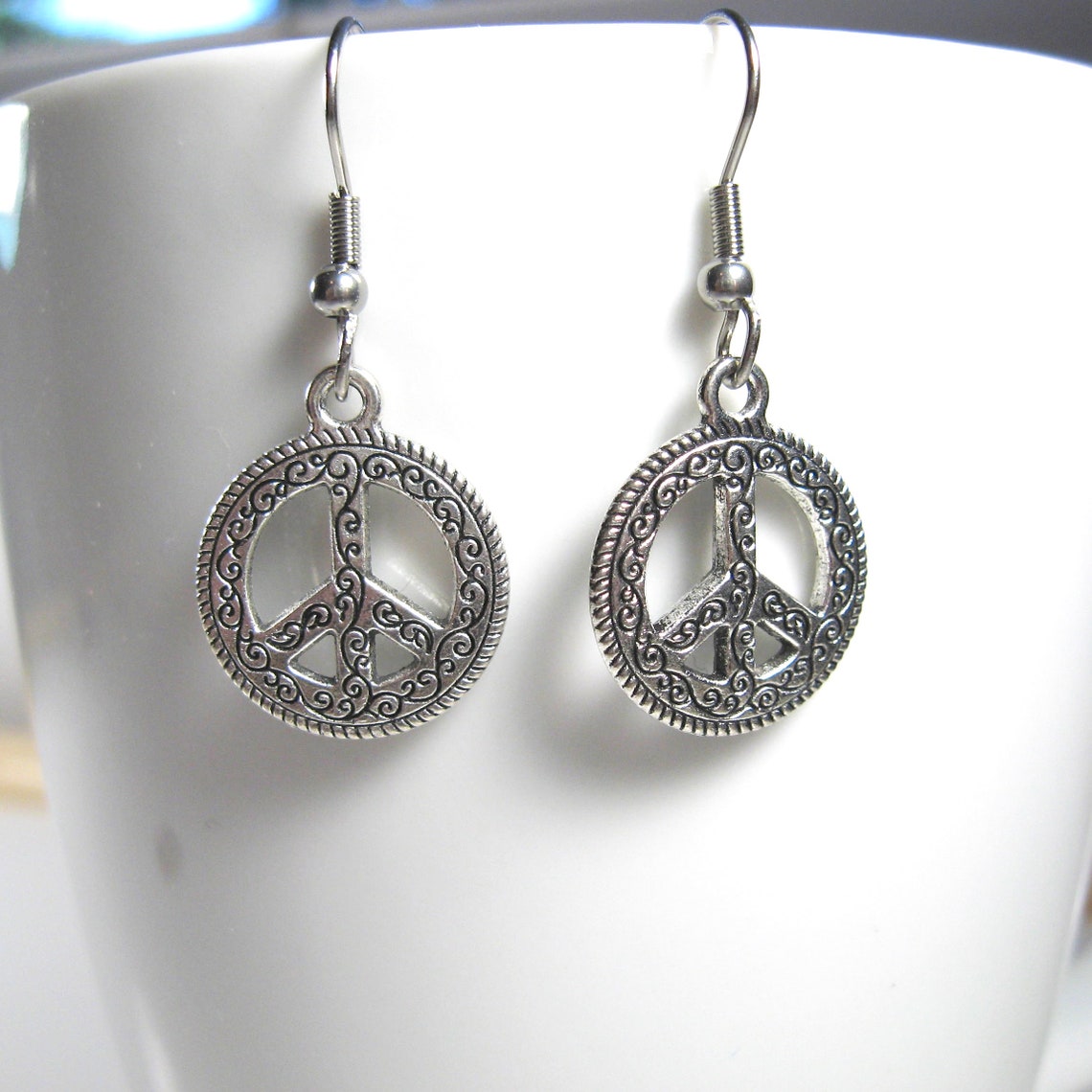 Peace earrings nickel free earrings surgical steel earrings Etsy