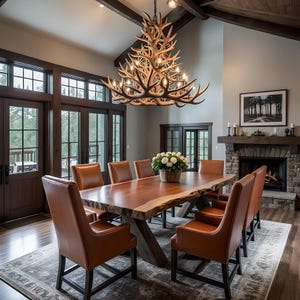Solid Wood Dining Table, Rustic Dining Room Decor Live Edge, Natural Wood Table for Modern Home Decor