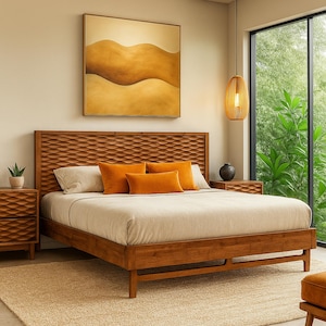 Bed Frame Headboard Wooden Bed Frame Solid Wood Bed Frame Oak Bed Frame Bedroom Decoration