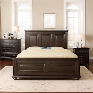 Solid Oak Bed, Town Bed Frame and Classic King Bed in Country Style Pine.