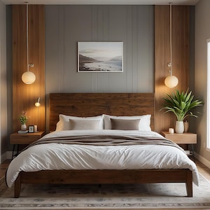 King Size Bed Frame, Natural Wood Bed, Solid Wood Bed, Handmade Wood Bed