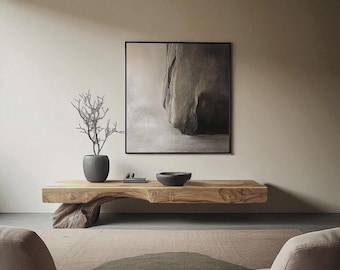 Handmade Solid Wood TV Stand | Rustic Wooden Media Console | Minimalist Wabi-Sabi TV Cabinet for Living Room