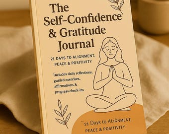 Diario della gratitudine e quaderno di esercizi guidati per la fiducia in se stessi - Esercizi quotidiani, affermazioni positive, check-in emotivi, download immediato