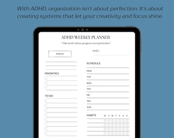 Planejador para TDAH: Organizador de Produtividade Simplificado (Download Digital, PDF para Impressão)