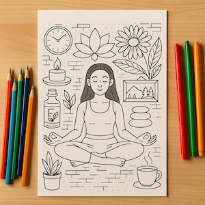 Zen Coloring Book for Adults: Nature Illustrations, Mindfulness Art (3 PDF Pages Digital Download