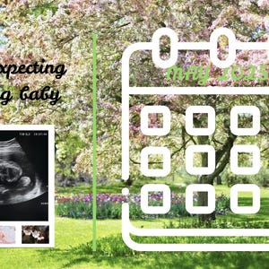 Faire-part de grossesse pour mai 2025 | Déguisement bébé printemps | Modèle modifiable | Non sexiste | Téléchargement numérique