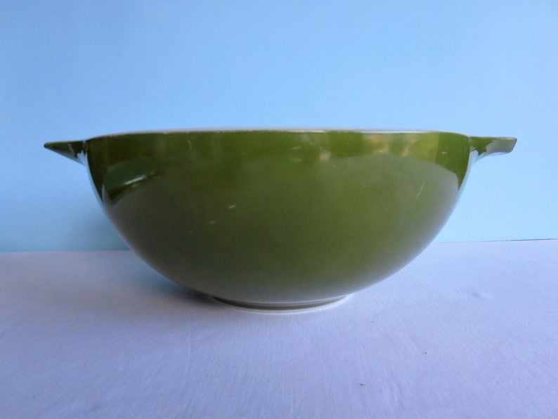 Vintage Green Pyrex Tab Bowl Avocado Green Large Bowl 444 Pyrex Bowl image 1