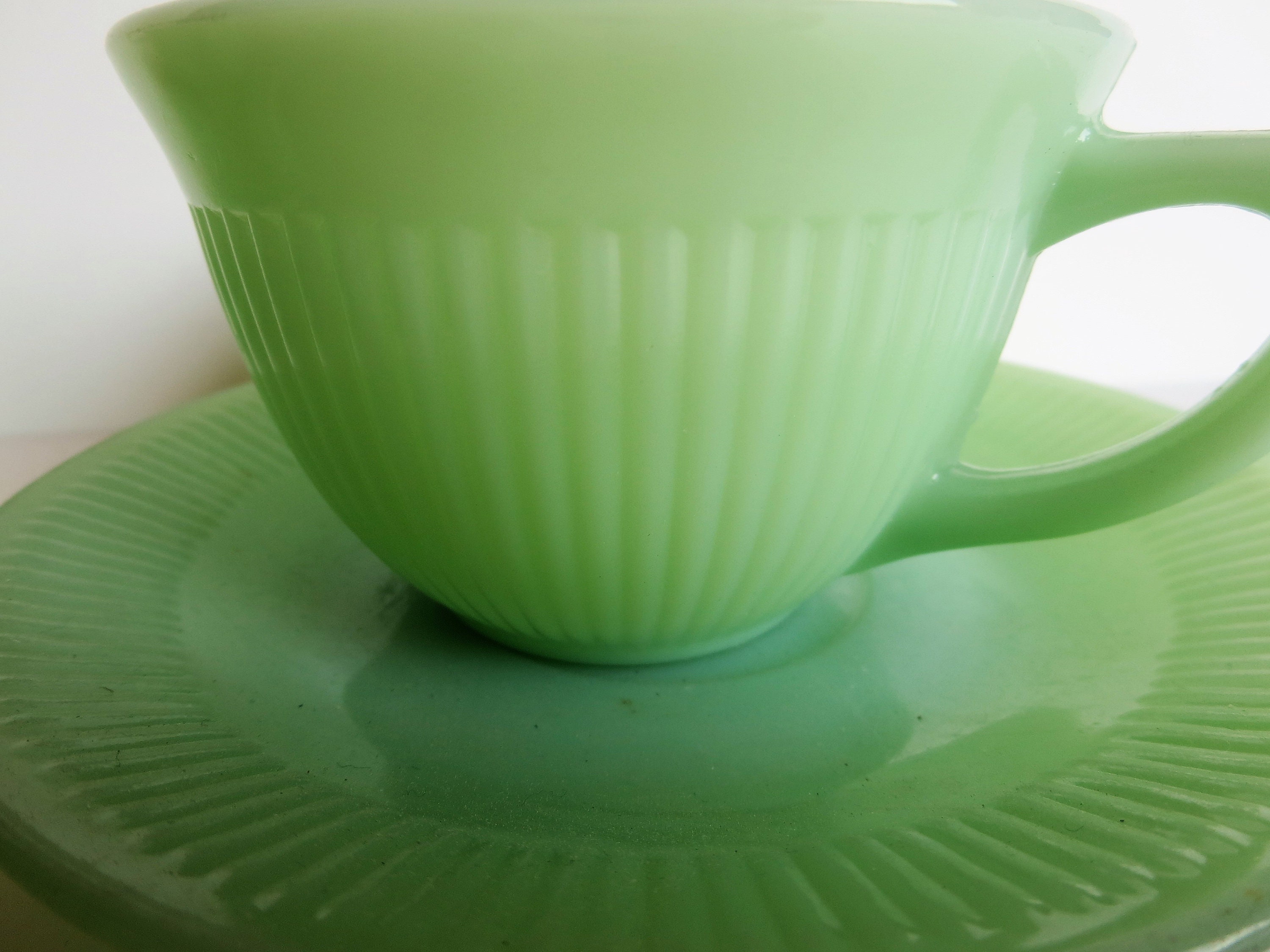 Vintage Fire King Jane Ray Jade-ite Cup and Saucer - Etsy