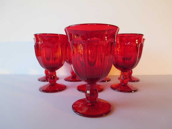 Vintage Red Glasses - Noritake Glass - Provincial - Wine Glass - Set of 8-  Mid Century Barware - Etsy