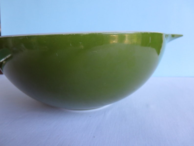 Vintage Green Pyrex Tab Bowl Avocado Green Large Bowl 444 Pyrex Bowl image 2