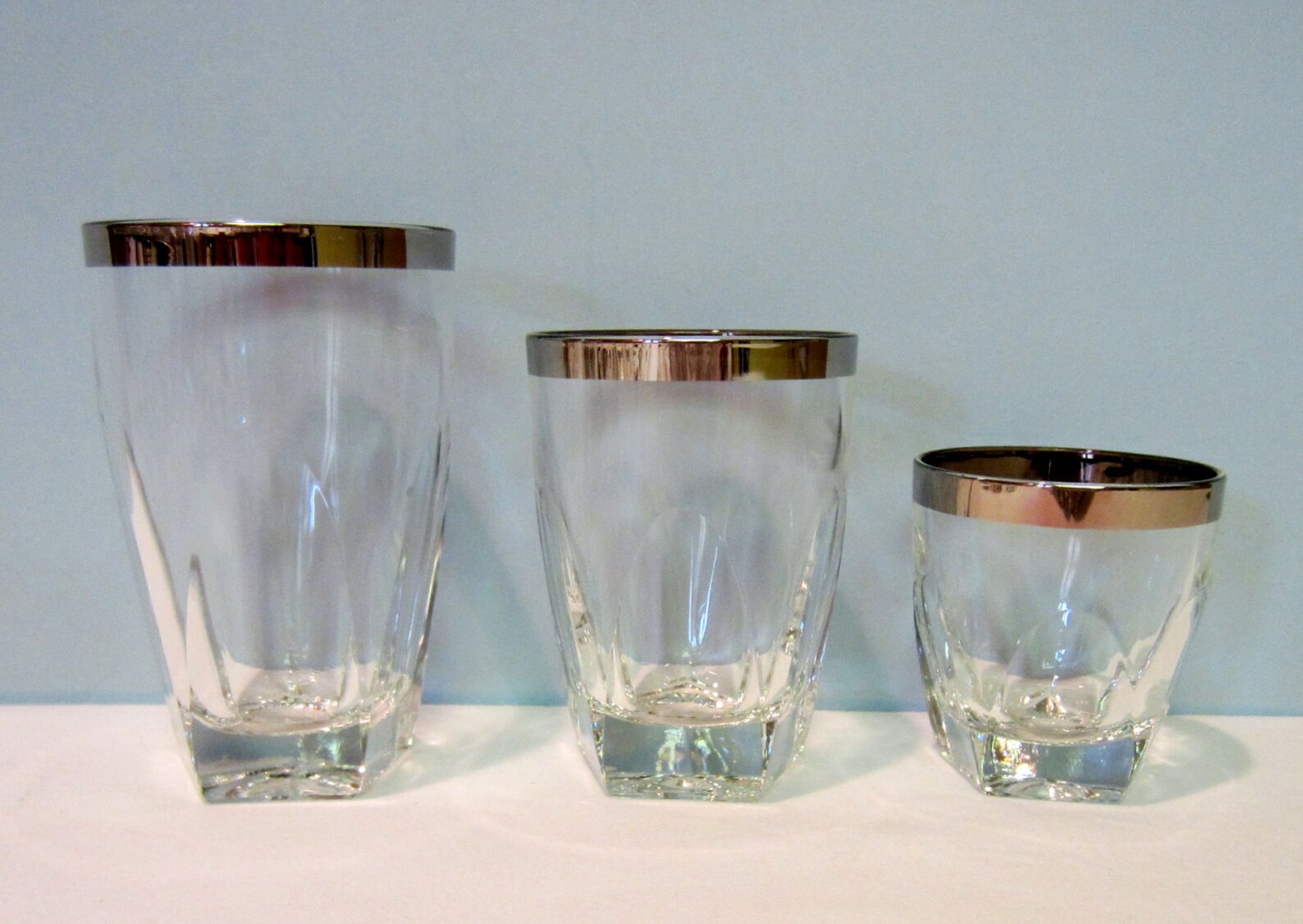Vintage Platinum Rimmed Crystal Glassware Hazelware Gothic Etsy