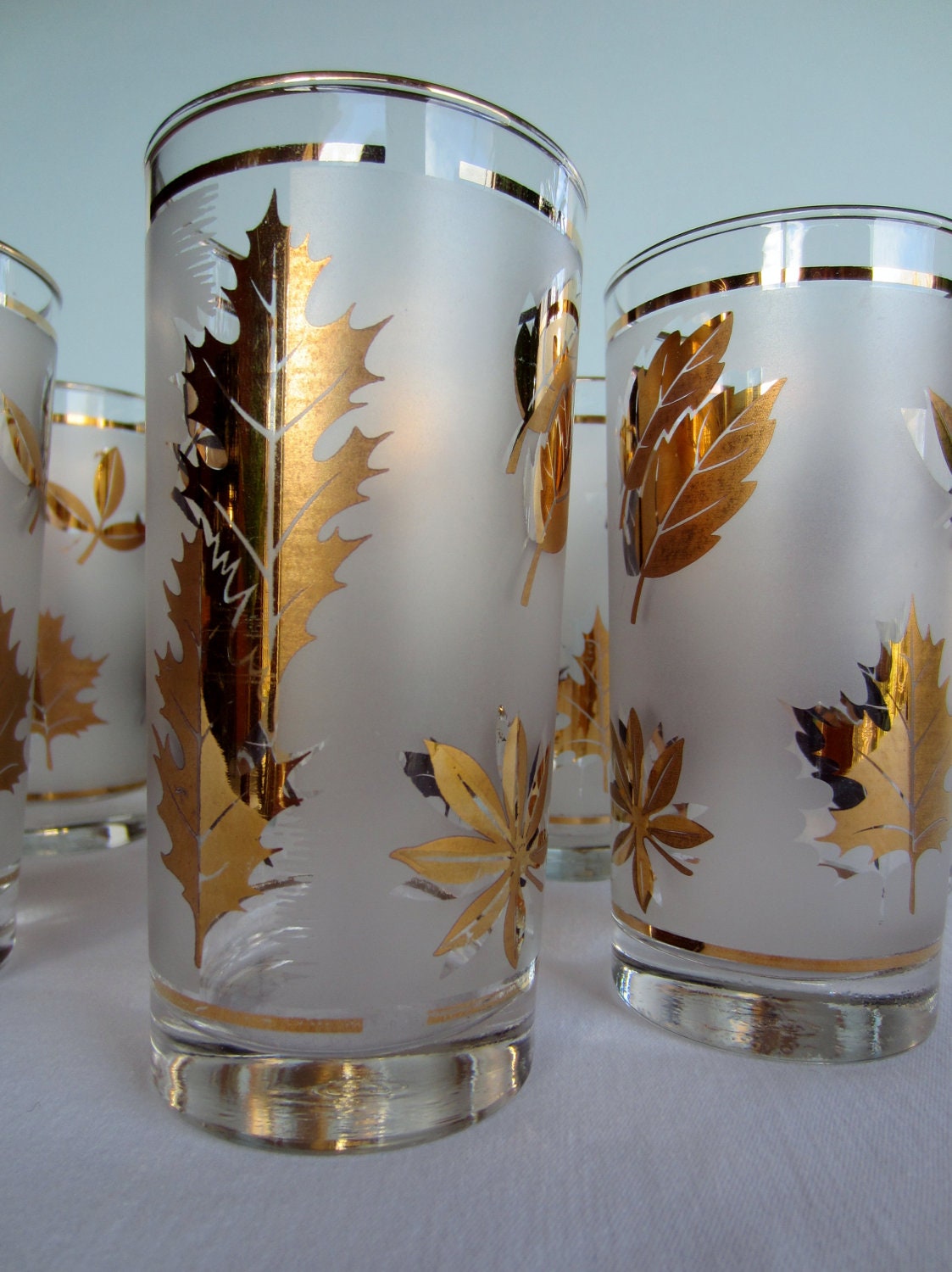 Vintage Gold Leaf Glassware Tumblers Libby Set of 12 Etsy