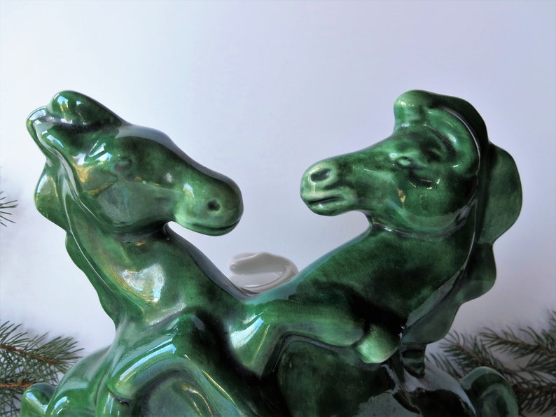 Vintage Horse TV Lamp Green Television Light Two Fighting Horses Etsy