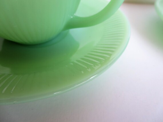Vintage Fire King Jane Ray Jade-ite Cup and Saucer - Etsy