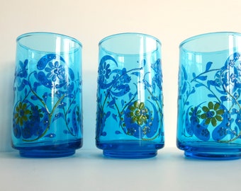 Vintage Libbey Blue Juice Glasses