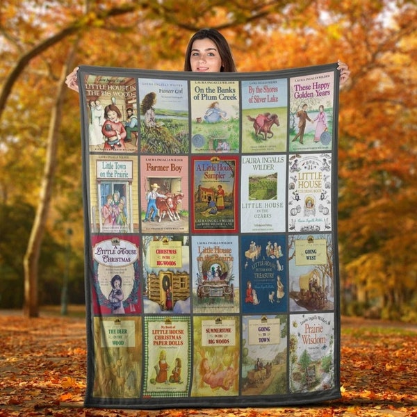 Laura.Wilder Books Fleece Blanket, Little House on Prairie Book Vintage Blanket, Birthday, Xmas Gift For Him, Her, Kid, Teen, Book Lovers