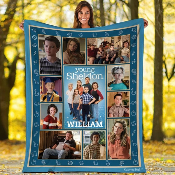 Personalized Young Sheldon Blanket, Sheldon Cooper Fleece Blanket, Young Sheldon Sitcom Throw Blanket For Couch Sofa, Christmas Gifts