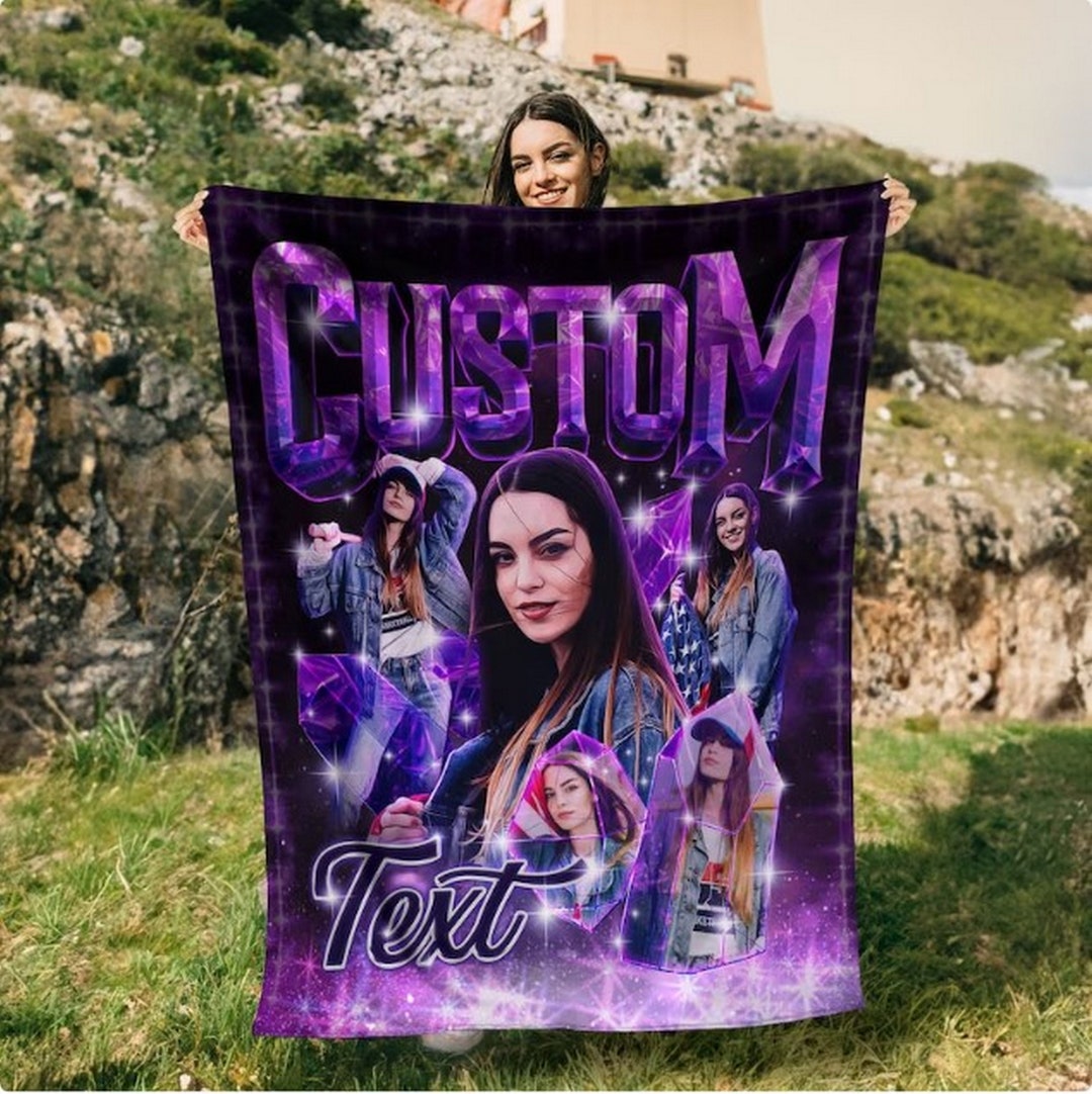Custom Blankets With Photos, Custom Bootleg Rap Blanket, Vintage