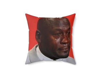 Crying Jordan Meme Square Pillow: Pop Culture Decor