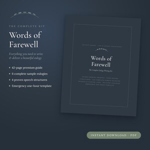 Eulogy Template Kit, How to Write a Eulogy Guide, 6 Full Sample Eulogies + Funeral Speech Examples, Memorial Tribute, Printable PDF