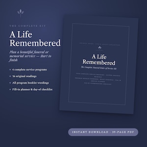 Funeral Order of Service Template Kit, Memorial Service Program Planner, 16 Original Funeral Readings, Celebration of Life, Printable PDF