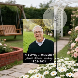 Custom Memorial Garden Flag,Personalized Photo Grave Banner,Cemetery Decor,In Loving Memory Yard Art,Unique Memorial Gift for Loved Ones