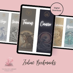 Zodiac Printable Bookmarks | Astrology Bookmark Set | Digital Download | Star Sign Bookmarks