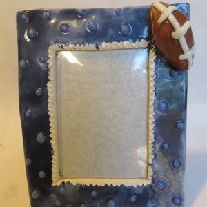Vintage WhimsiClay  Handmade One-of-a-kind Ceramic Football Themed Photo Frame