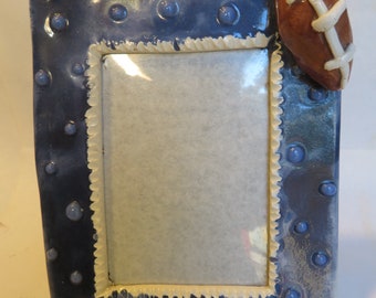Vintage WhimsiClay  Handmade One-of-a-kind Ceramic Football Themed Photo Frame