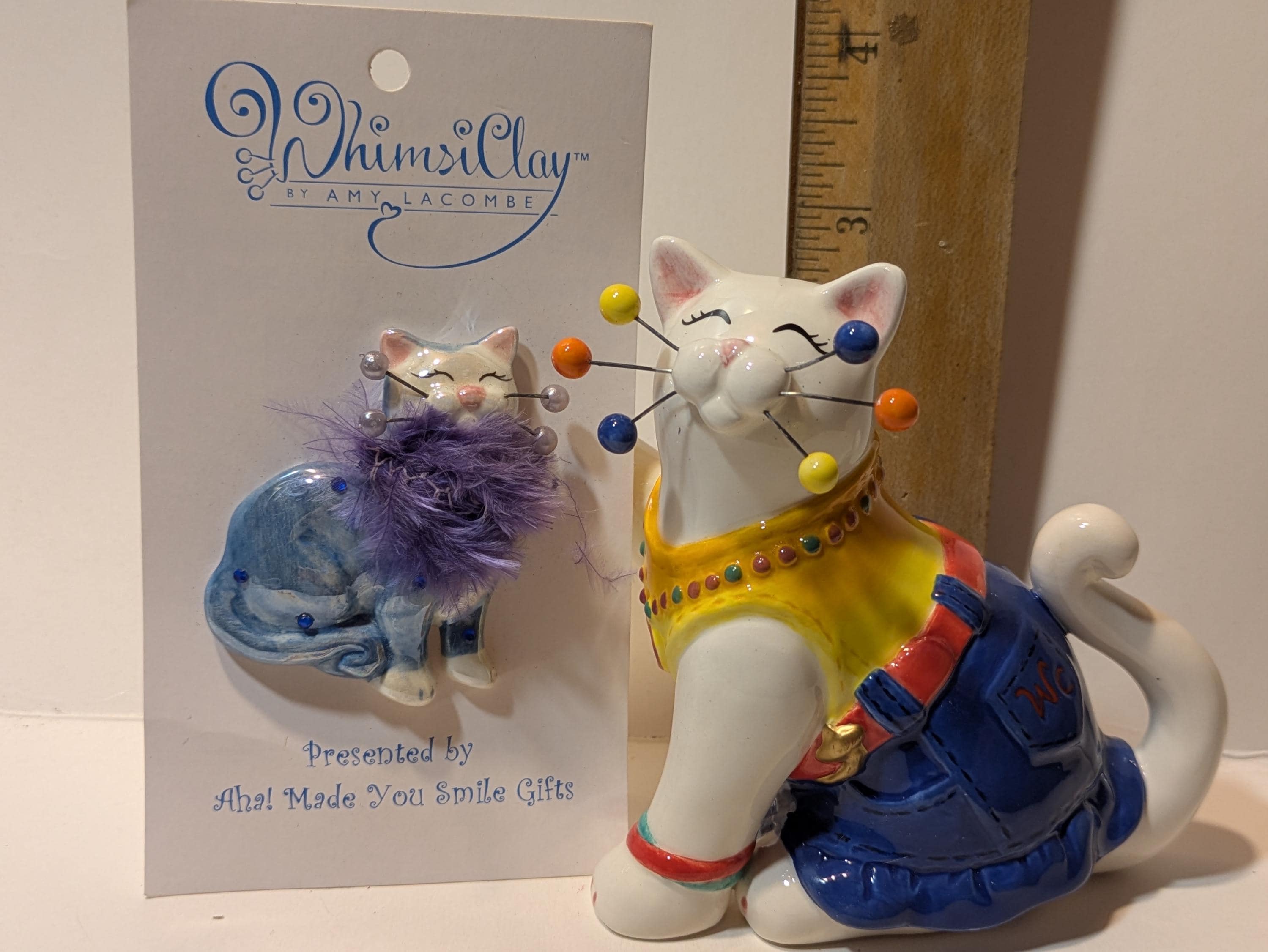 【2点セット】Amy Lacombe WhimsiClay 猫 陶器 置物 2点セット】Amy Lacombe WhimsiClay 猫 陶器 置物