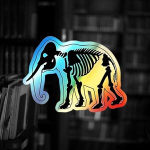 Elephant, Animal Skelton, Holographic Die-cut Stickers
