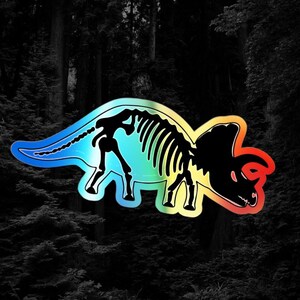 Dinosaur, Animal Skelton, Holographic Die-cut Stickers