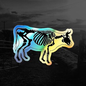 Bull/Cow, Animal Skelton, Holographic Die-cut Stickers