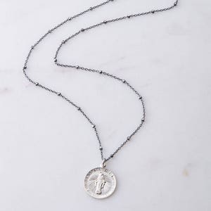 Virgin Mary Charm Necklace, Religious Jewelry, Gift for Her, Layering Necklace, Cross Necklace, Small Gold Charm Necklace, Miraculous Medal
