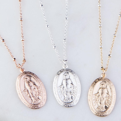Large Virgin Mary Charm Necklace Religious Jewelry Gift for Etsy