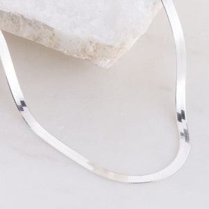 3mm, 4mm and 5mm - Sterling Silver Herringbone Chain Necklace, Herringbone Jewelry, Flat Snake Chain, Snake Chain, Bridal Gift, Wedding Gift