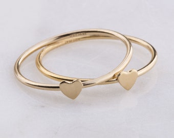 Piccolo Cuore Oro Anello Riempito, Regalo per Le Donne, Anello impilabile, Anello impilabile, Regali per lei, Sole Donne Minimale, Anello Cuore, Regalo Ragazza