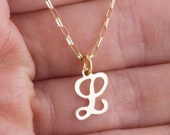 Script Letter Initial Necklace, Monogram Letter Initial Necklace, Custom Gold Filled Initial, Gifts for Bridesmaids, Gift for Her
