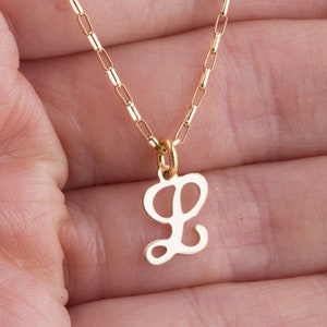 Script Letter Initial Necklace, Monogram Letter Initial Necklace, Personalized Gold Filled Initial, Gifts for Bridesmaids, Gift for Her