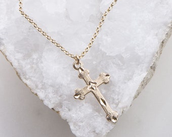 Dainty Medium Cross Necklace, Religious Jewelry, Easter Gift, Cross Necklace in Gold Filled, Silver, Rose Gold, Dainty Cross Necklace