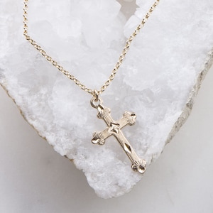 Dainty Medium Cross Necklace, Religious Jewelry, Easter Gift, Cross Necklace in Gold Filled, Silver, Rose Gold, Dainty Cross Necklace