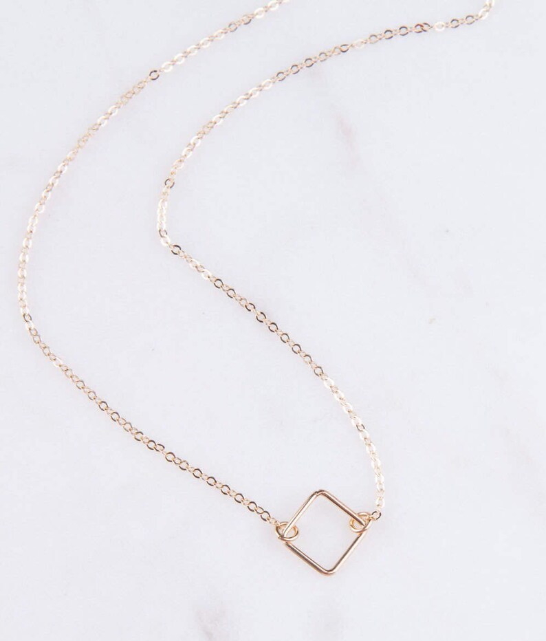 Choker Necklace Square Diamond Choker Necklace Dainty Choker Etsy
