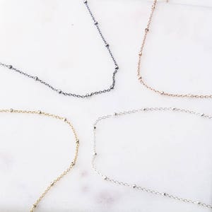 Satellite Chain Necklace, Beaded Saturn Chain, Silver, Gold Filled, Rose Gold Filled, Simple Satellite Cable Chain, Simple Gold Necklace